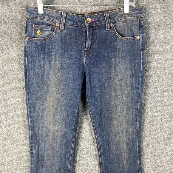 Volcom Straight Leg Skinny Jeans Women's Size 9 Denim Cotton Mid Rise - Picture 2 of 12